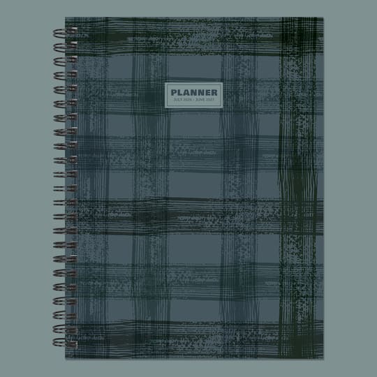 July 2026 - June 2027 Blue Flannel Medium Weekly Monthly Planner